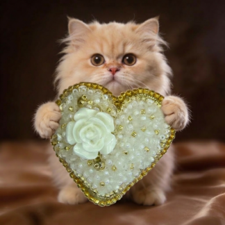 White Rose Heart Brooch Gold Border, Elegant Ivory Beaded Heart Pin, Handmade Bridal Jewelry, Romantic Wedding Gift