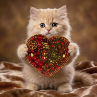 Red Steampunk Heart Brooch Large Gears, Clockwork Valentine Pin, Handmade Mechanical Red Heart Jewelry, Unique Gift