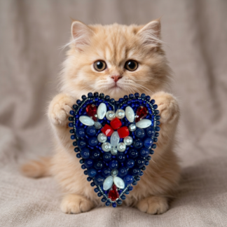 Lapis Lazuli Heart Brooch, Mother of Pearl Jewelry, Red Crystal Pin, Anniversary Gift for Her, Handmade Gemstone Heart, Blue and Red Brooch, Statement Artisan Pin